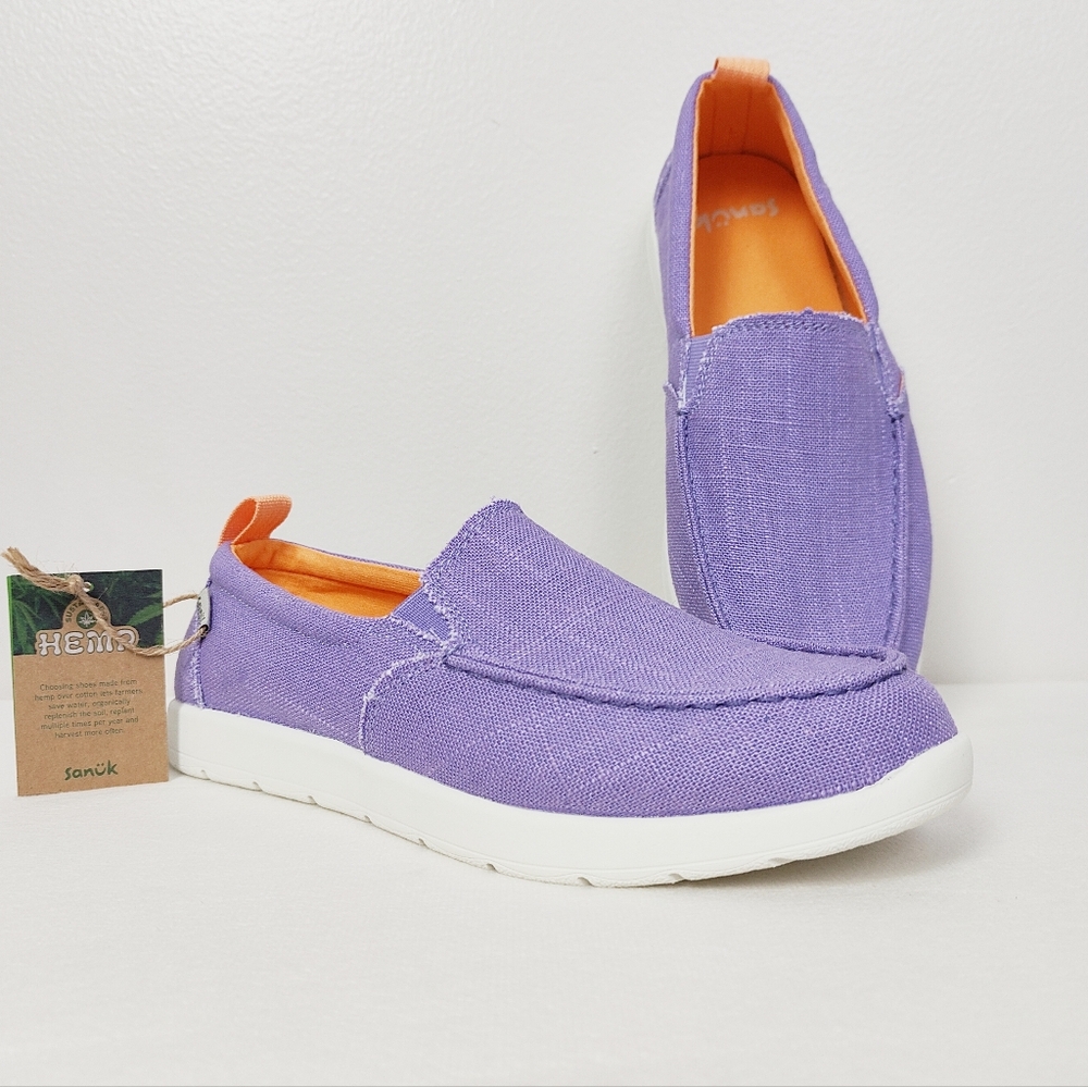 Sanuk Lil Sidewalk Surfer Lite Shoes Youth Slip-on Loafers Girl's Size 6 Comfort